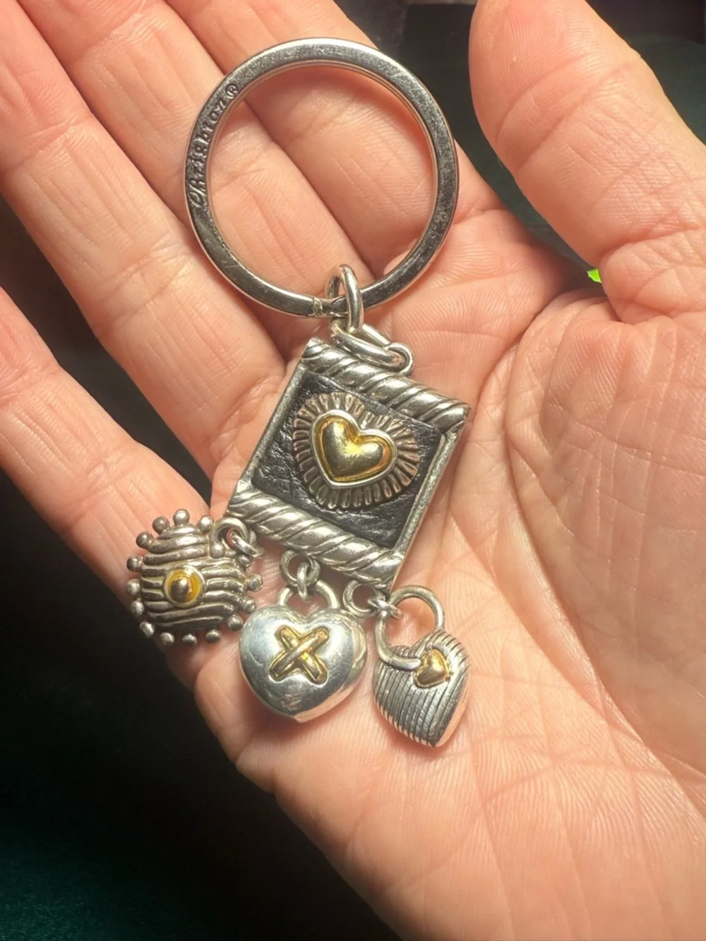 Brighton Two-Tone Heart Charm Keychain in Silver and‎ Gold
